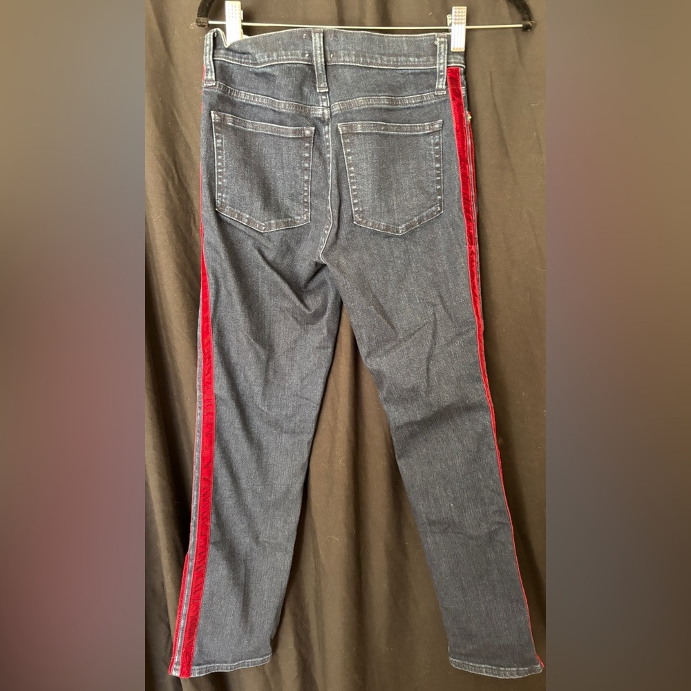 J. Crew Women's Vintage Straight Jeans with Red Velvet Trim Women’s 24 New - Picture 6 of 7